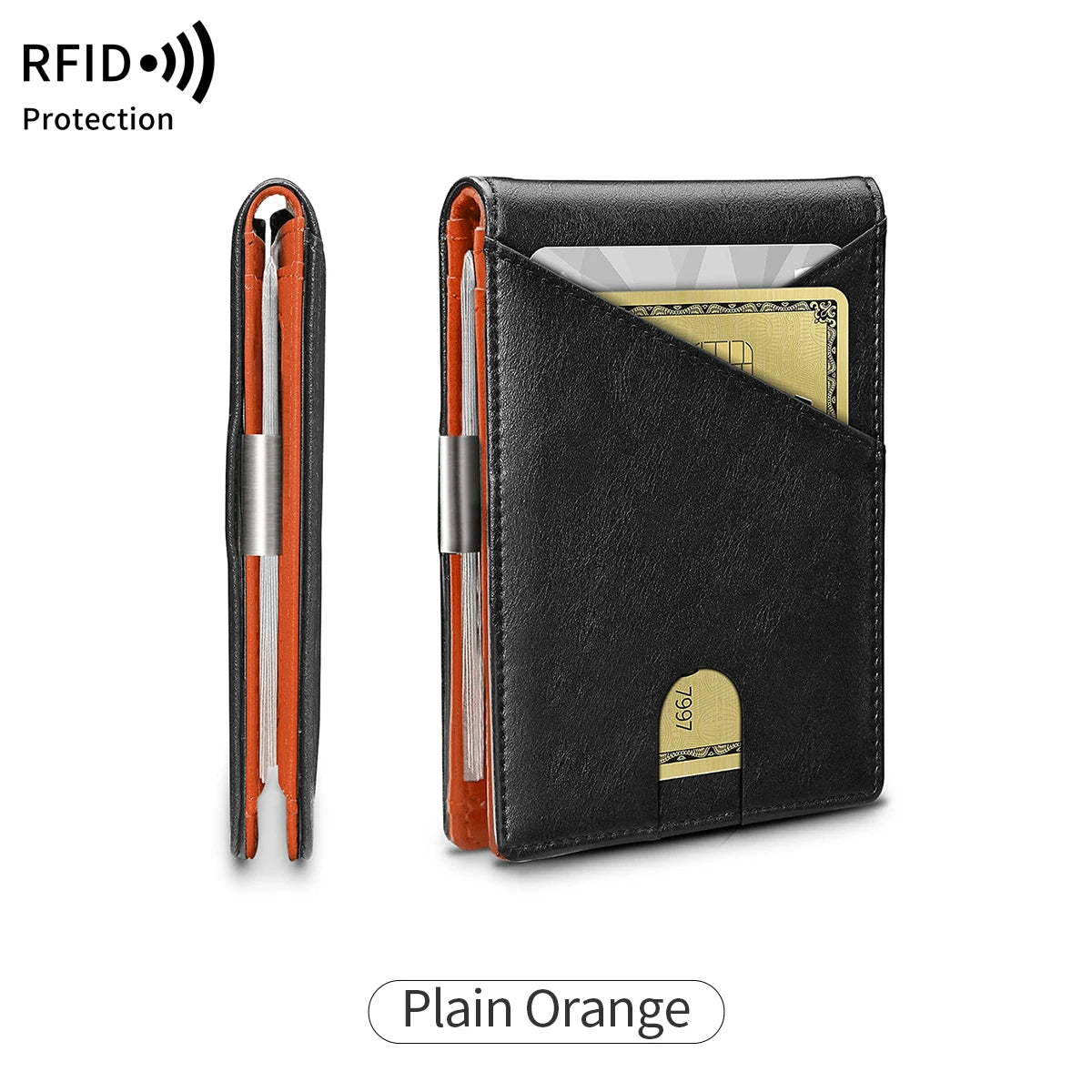 RFID Blocking Men's Carbon Fiber Pattern Wallet Minimally Thin Double Fold Credit Card Holder Portable Front Pocket Wallet