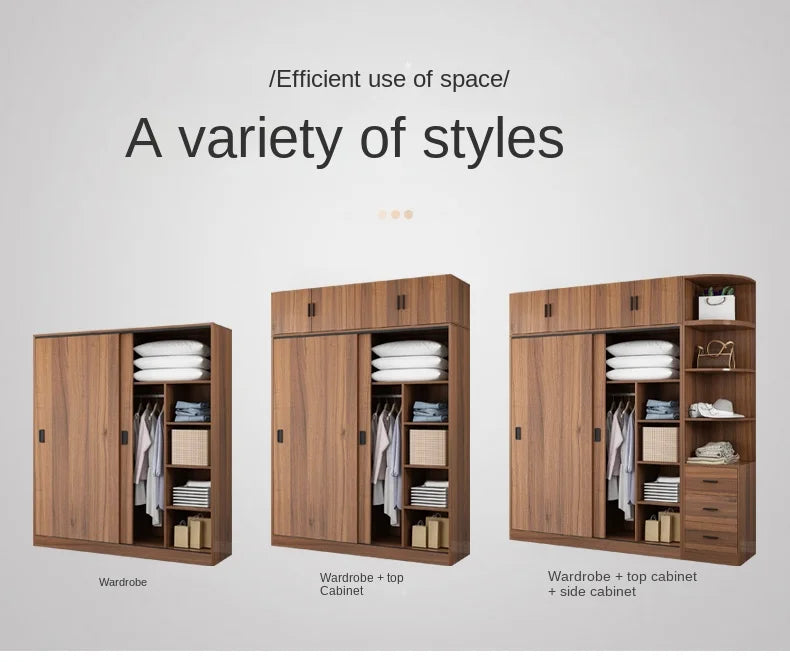 Modern Minimalist Bedroom Furniture Wooden Wardrobe Clothing Closet Cabinet Combination Closet Cupboard Bureau Armoire...