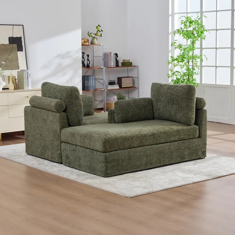 SZ USA Stock Chenille Upholstery Combination Sofa Bed With Cushions with Metal Legs - Kimlud