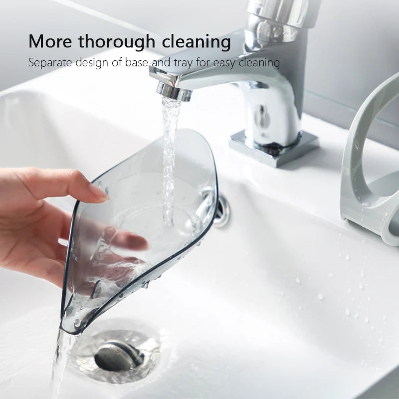 Suction Cup Soap Dish Box For Bathroom Shower Soap Holder with Drain Portable Leaf Shape Toilet Laundry Soap Rack Tray...