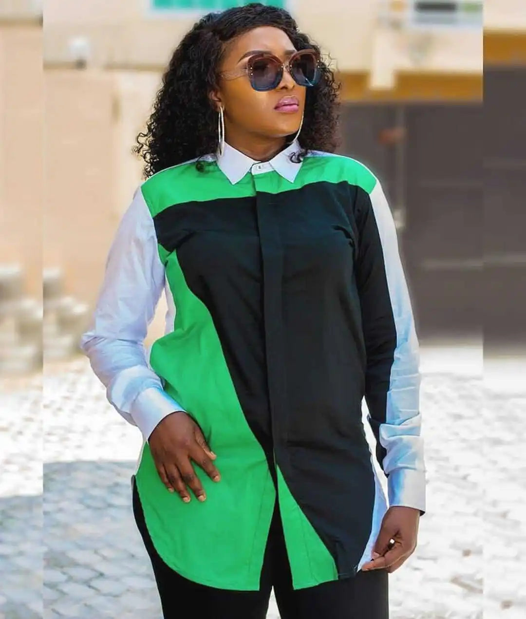 Women Fashion Patchwork Shirts Blouse Long Sleeve Turn-Down Collar Streetwear Fall Female Tops Blouses Shirts Spring Autumn