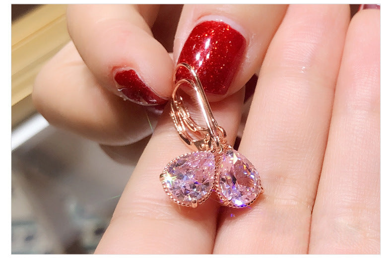 Natural Pink Quartz Drop Earrings for Women 18k Rose Gold Romantic Fashion Fine Jewelry Topaz Gemstone Bizuteria Luxury Earrings