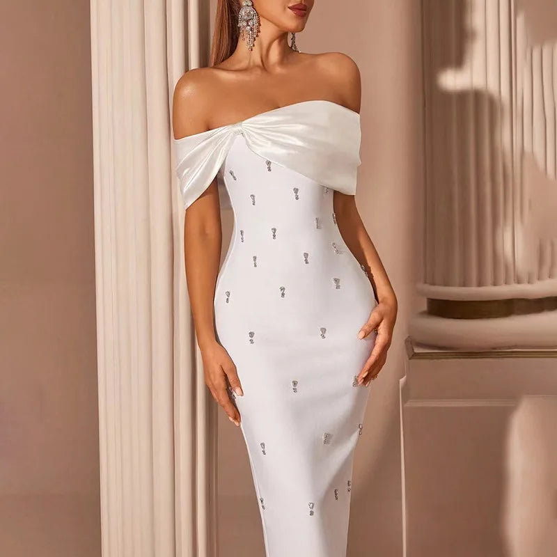 Pure White French Style Strapless Collar Diamond Tube Top Floor-Length Bodycon Wedding Dress 2026 Spring New Women's |...