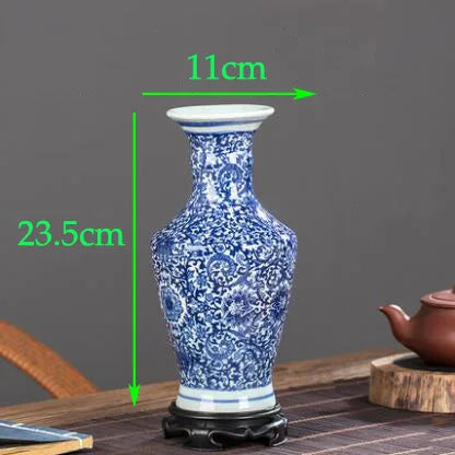 Chinese Jingdezhen Blue White Porcelain Antique Ceramic Vase Home Livingroom Table Figurines Decoration Store Flower Pot Crafts