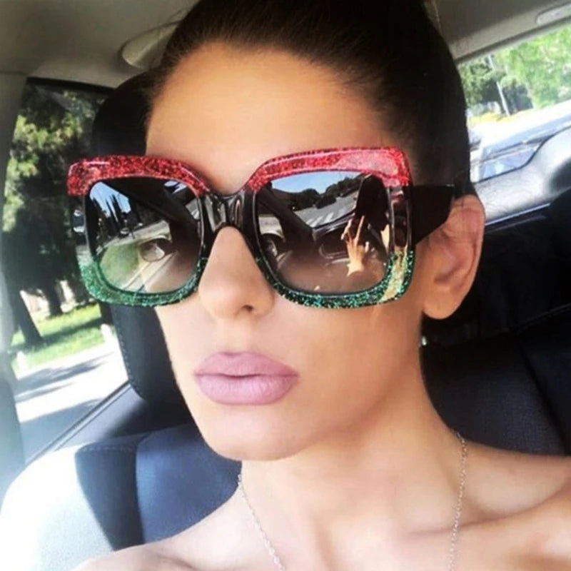 Oversized Square Sunglasses Woman Brand Designer Clear Lenses Sun Glasses Female Three Colors Big Frame Party Eye Glasses Oculos - Kimlud