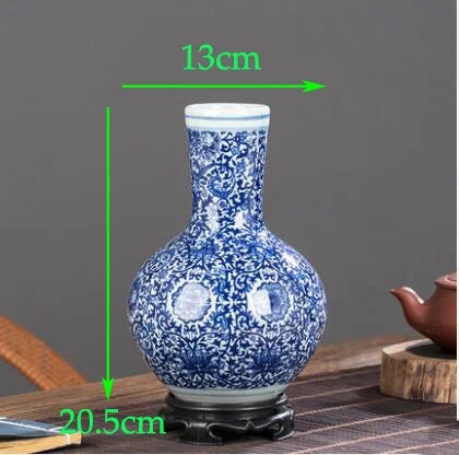 Chinese Jingdezhen Blue White Porcelain Antique Ceramic Vase Home Livingroom Table Figurines Decoration Store Flower Pot Crafts