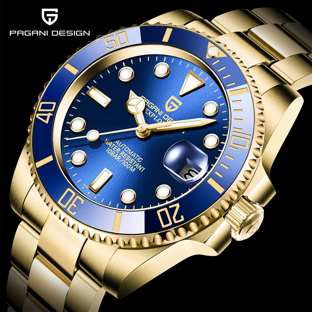 PAGANI DESIGN 2024 Men's 40MM Automatic Watch Top Brand Luxury Sapphire Glass Mechanical Watch Stainless Steel Waterproof Watch