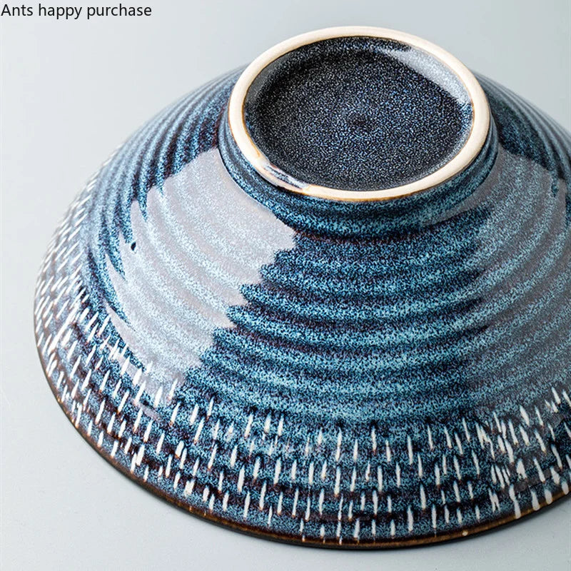 Blue Ceramic Bowl Noodle Bowl Large Soup Bowls Fruit Plate and Salad Bowl Dinner Plate Dessert Bowls Dish Decorative...