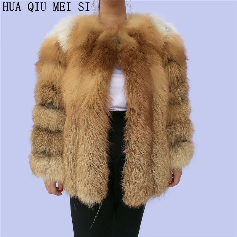 Women's clothing fur coat red fox coat vertical stripe silver fox red fox fur coat fox fur coat women's natural fur coat coat