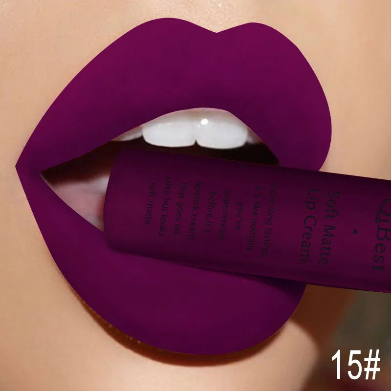 QIBEST Brand 34 Colors Liquid Lipstick Waterproof Matte Nude Lipstick Pigment Red Long Lasting Lip Gloss Women Makeup...