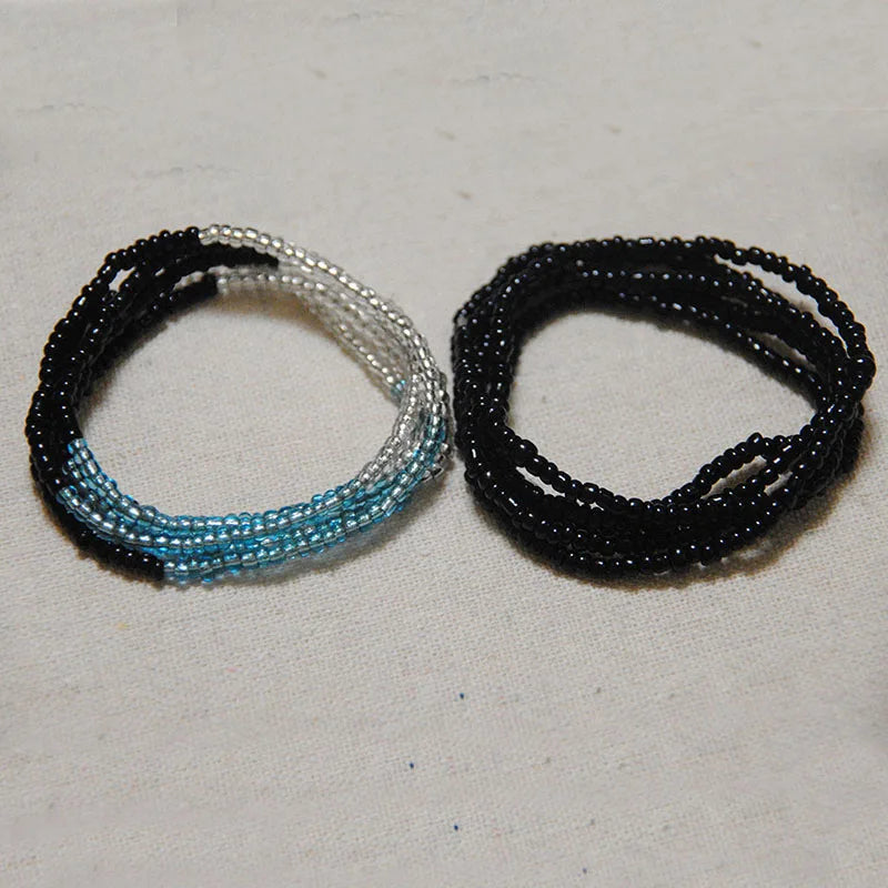 2 Pcs Sexy Summer Waist Bead Chains African Belly Beads Colorful Beach Bikini Body Belly Chain Elastic Jewelry for Women Girls - Kimlud