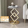 Modern Luxury Diamond Shaped Bracket Side Table Round Marble Center Table for Living Room Dining Elegant Home Furniture