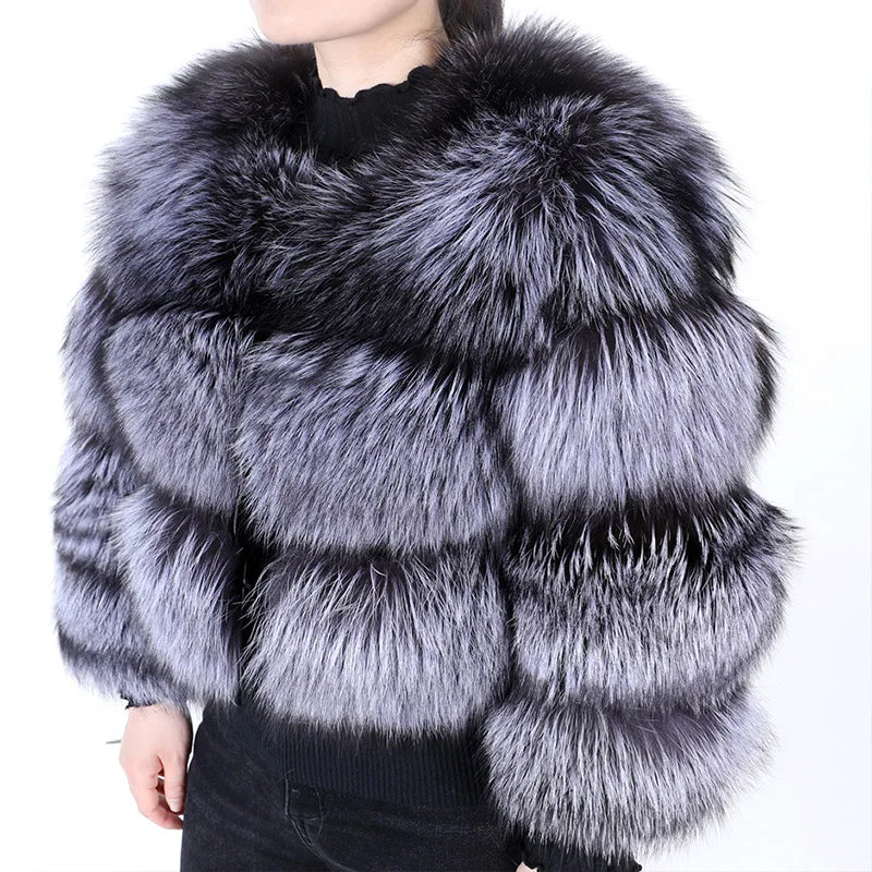 2024 maomaokong Super Hot Winter Women Luxury Thick Real Raccoon Fur Coat Natural Fox Fur Jacket Plus Size Jackets Female Vest
