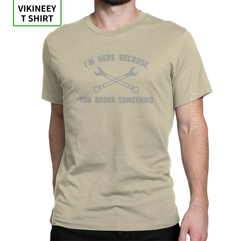 Men Mechanic T Shirts Car Fix Engineer 100% Cotton Clothing Novelty Short Sleeve Round Collar Tees Printed T-Shirt