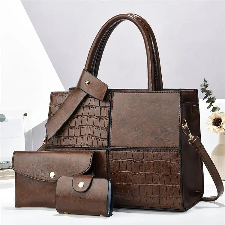 2025 Women's Handbags Designer Bags Capacity with Zip Casual Style Three Piece Pu Leather Handbag