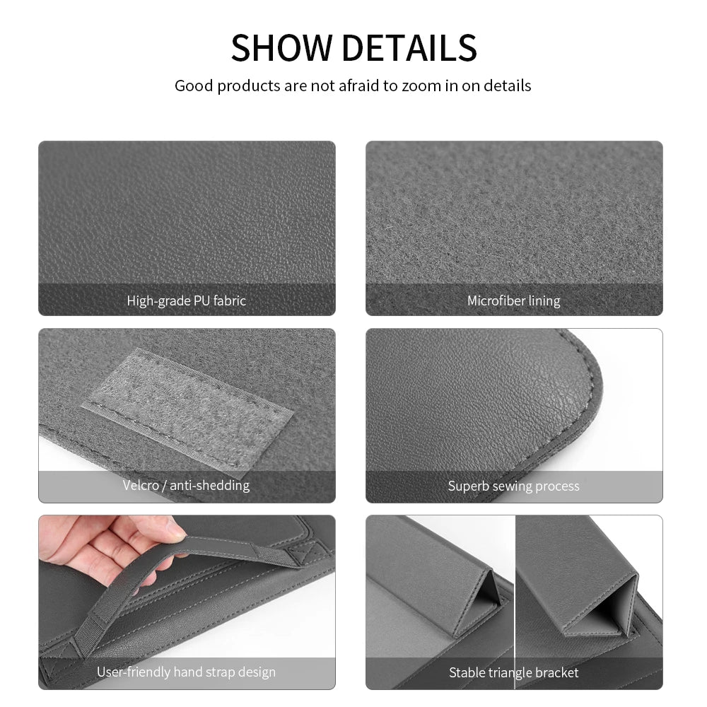 PU Stand Cover For Macbook Pro 16 Case 2023 M3 Laptop Sleeve For Macbook Air 13 Case 2022 M2 Pro 14 15.3 Air Matebook...