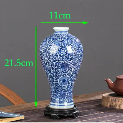 Chinese Jingdezhen Blue White Porcelain Antique Ceramic Vase Home Livingroom Table Figurines Decoration Store Flower Pot Crafts