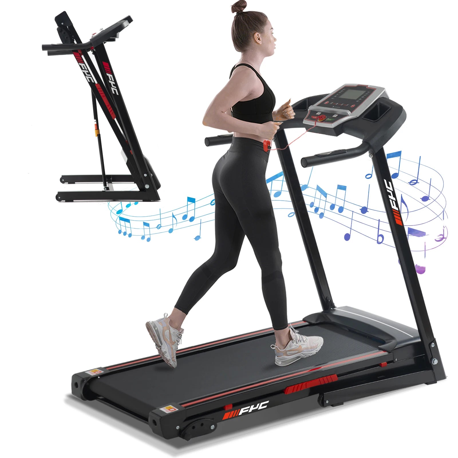 FactoryTreadmill ,2025Ready to Ship USA 17" Wide Foldable Running Machine, 3.5HP 300LBS Weight Capacity Portable Treadmill