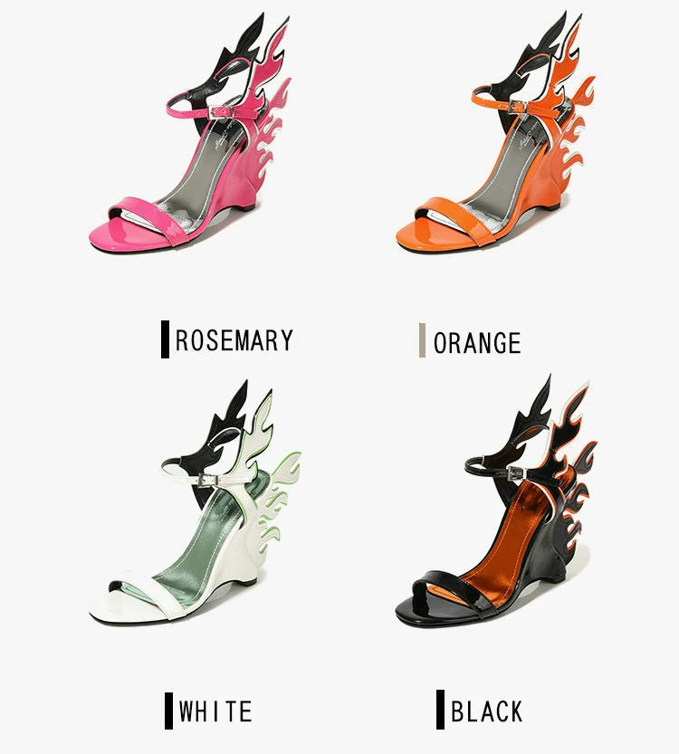High Heels Sandals Women Summer Women Wedding Shoes Platform Wedges Casual Large 10cm Flame Get Together Casual Sandals Orange - Kimlud