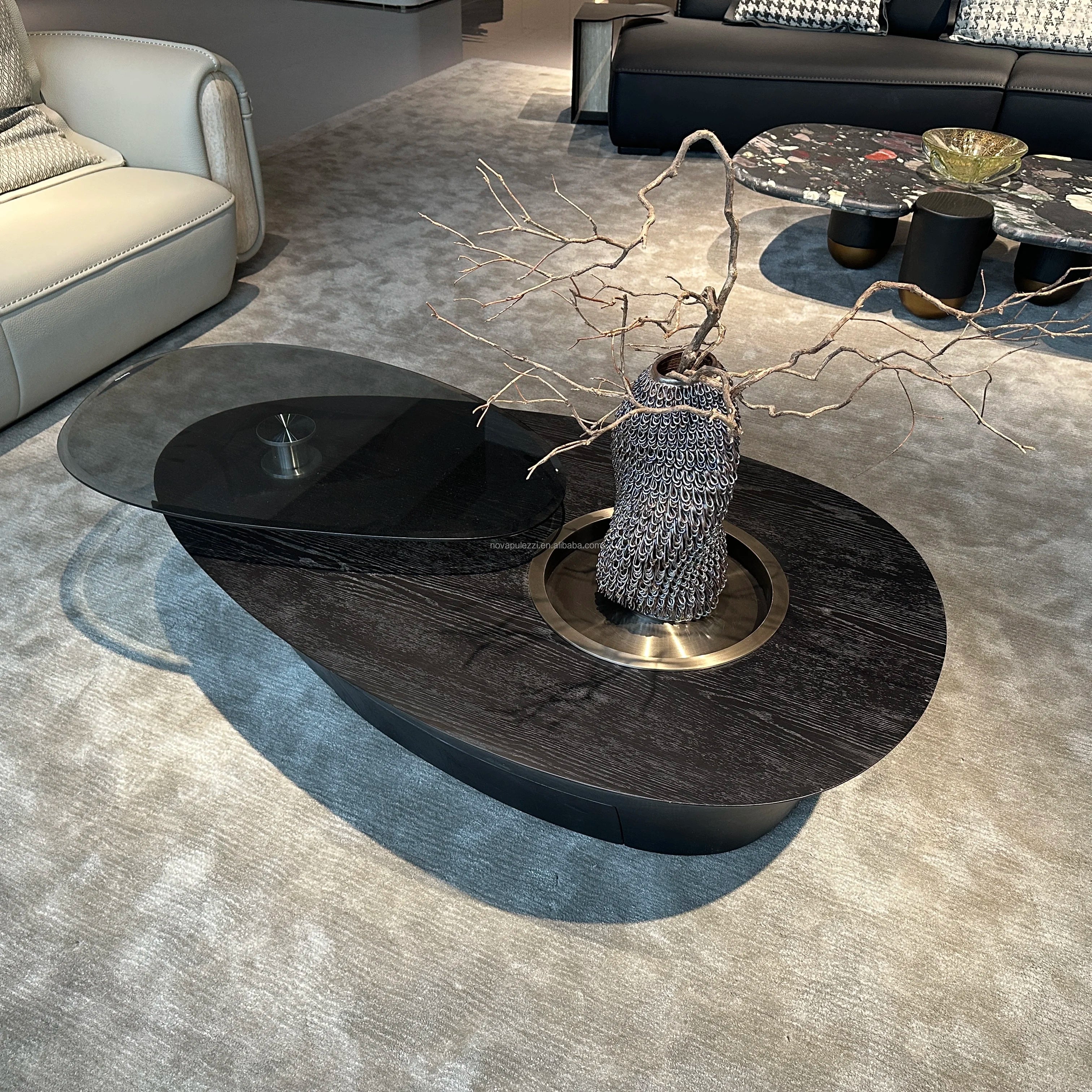 Modern Minimalist Luxury Marble Coffee Table for Home Oval Living Room Furniture Stone Material for Home Use - Kimlud