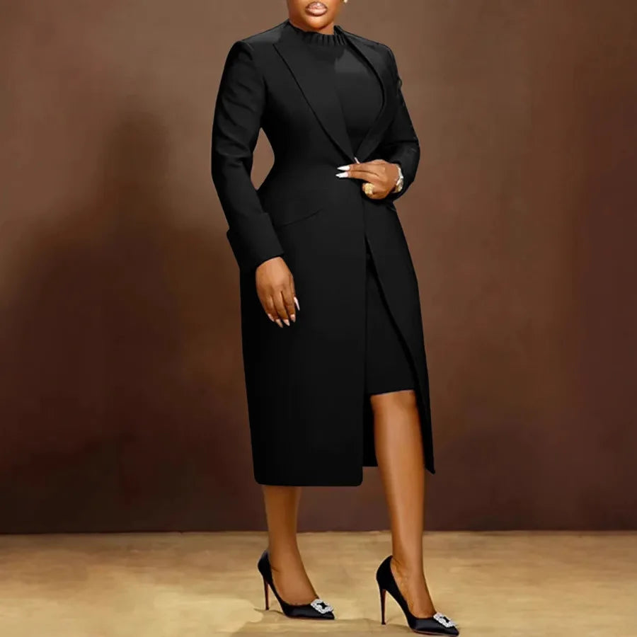 Women's Suit Office Popular Laps Waist Back Split Dress Jacket Casual Women's Two-piece Set | Kimlud Office Premium Coat
