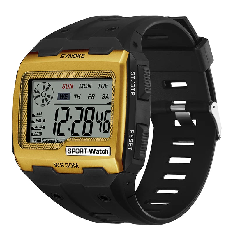 SYNOKE Brand Sport Digital Watch Men Watch New Upgrade Waterproof Square Electronic Watches Male WristWatch Style Clock
