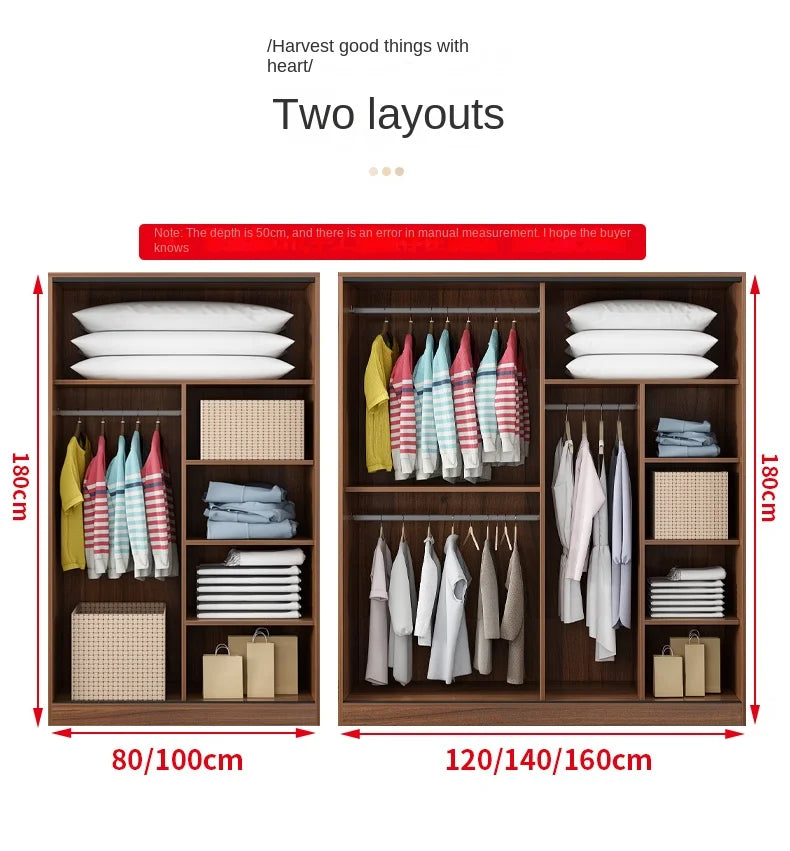 Modern Minimalist Bedroom Furniture Wooden Wardrobe Clothing Closet Cabinet Combination Closet Cupboard Bureau Armoire...