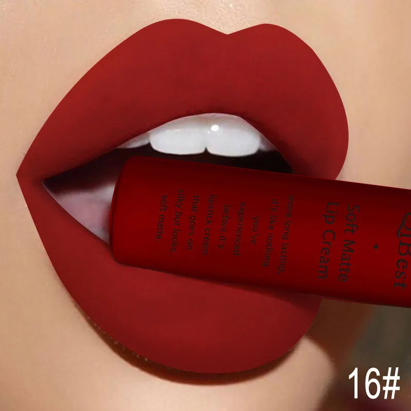 QIBEST Brand 34 Colors Liquid Lipstick Waterproof Matte Nude Lipstick Pigment Red Long Lasting Lip Gloss Women Makeup...