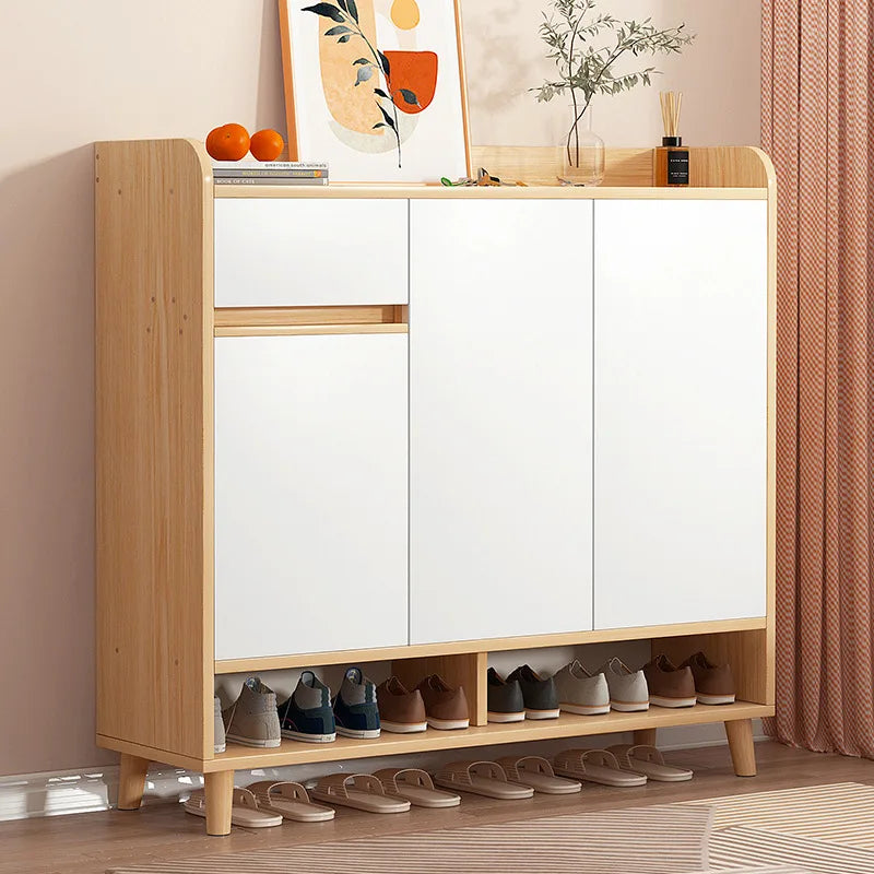 Convertible Wooden Bench Shoe Organizer Storage Shelf Space-Saving Living Room Furniture Door for Hospital Hotel Use...