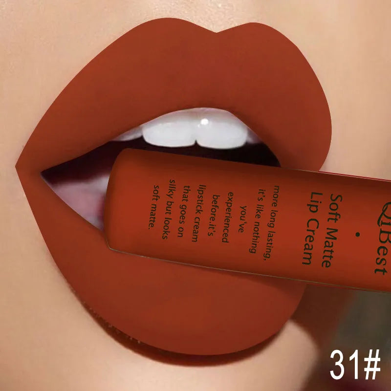 QIBEST Brand 34 Colors Liquid Lipstick Waterproof Matte Nude Lipstick Pigment Red Long Lasting Lip Gloss Women Makeup...