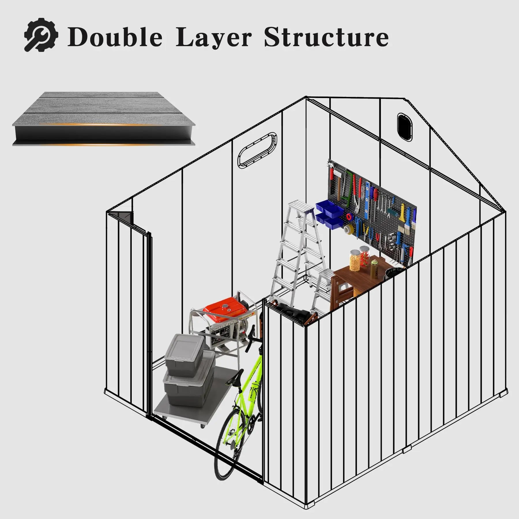 Outdoor Resin Storage Shed Lockable Door Waterproof Plastic Garden Tool Shed Windows Vents Patio Furniture | Kimlud...