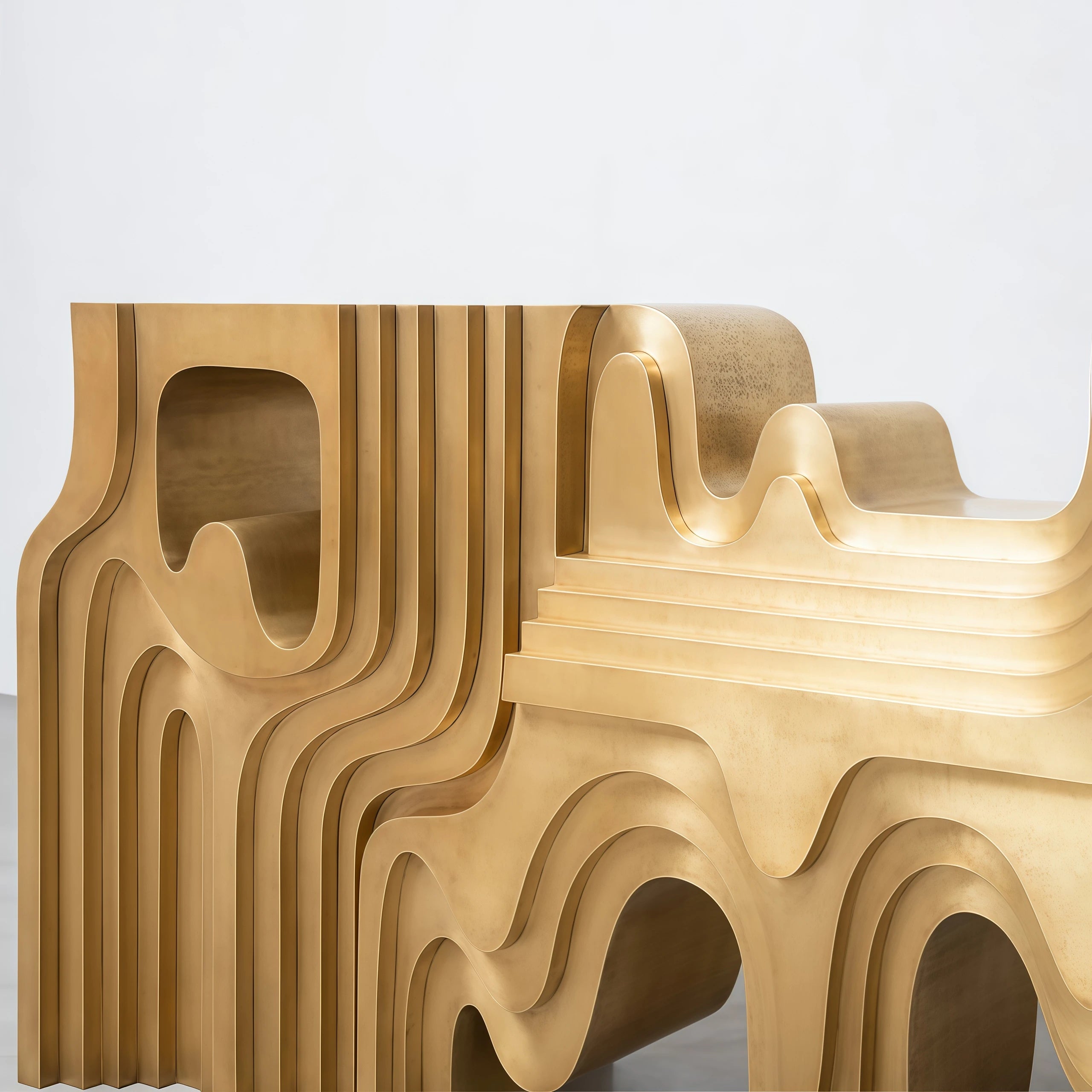 Designer's Home Art Furniture: Golden Control Console Table, Solid Wood Sculpture Decoration, Foyer Entrance Table |...