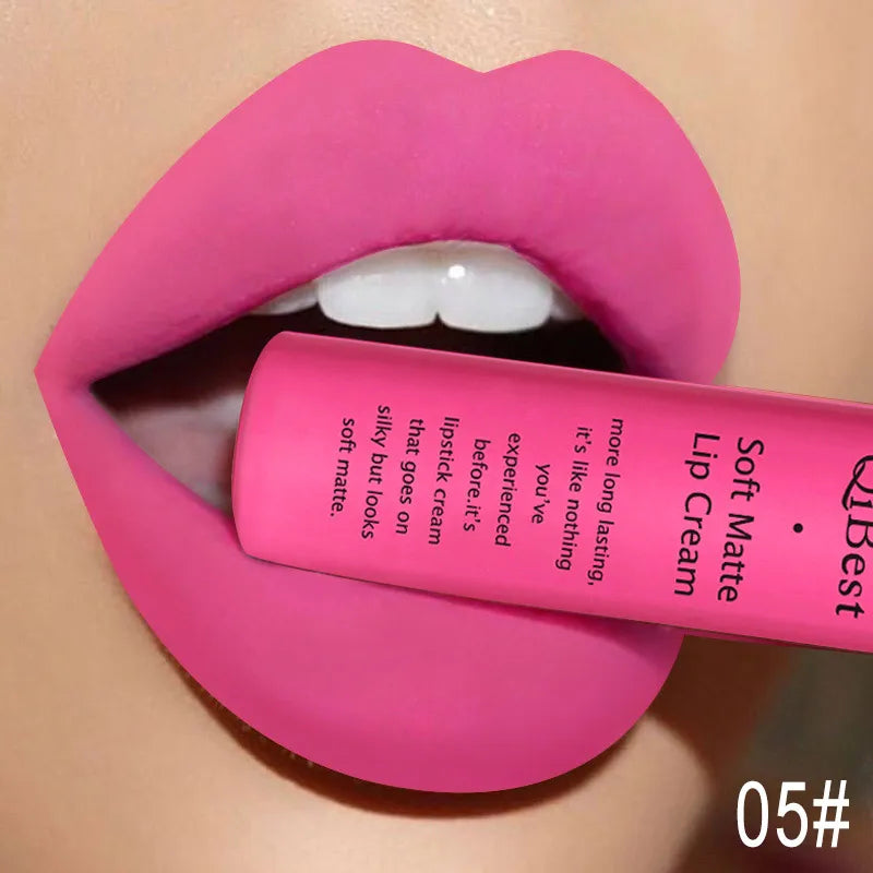 QIBEST Brand 34 Colors Liquid Lipstick Waterproof Matte Nude Lipstick Pigment Red Long Lasting Lip Gloss Women Makeup...