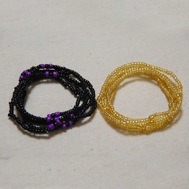 2 Pcs Sexy Summer Waist Bead Chains African Belly Beads Colorful Beach Bikini Body Belly Chain Elastic Jewelry for Women Girls - Kimlud