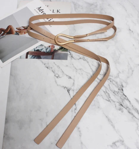 NEW Genuine Leather double Belts Luxury Metal U Buckle belt women girls retro vintage large belt for coat jeans black white