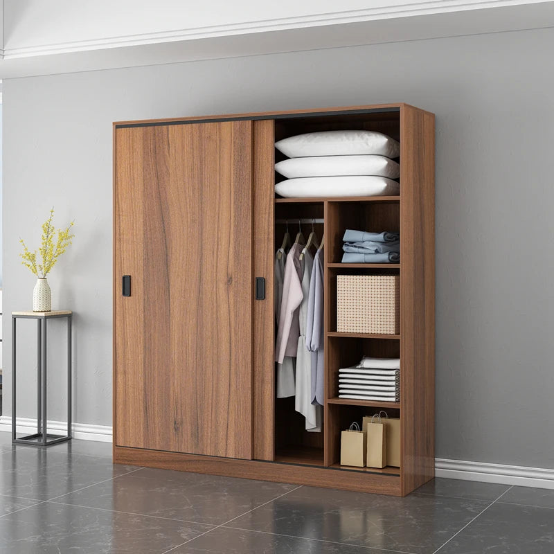 Modern Minimalist Bedroom Furniture Wooden Wardrobe Clothing Closet Cabinet Combination Closet Cupboard Bureau Armoire...