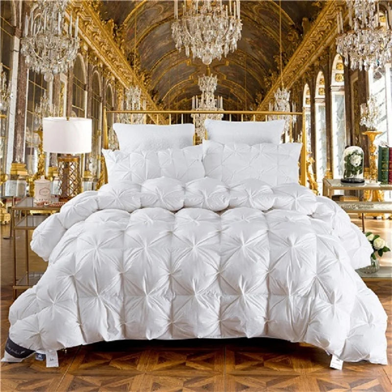 3D luxury 100% Goose Down Duvet Quilted Quilt King Queen Full size Comforter Winter Thick Blanket Solid Color - Kimlud