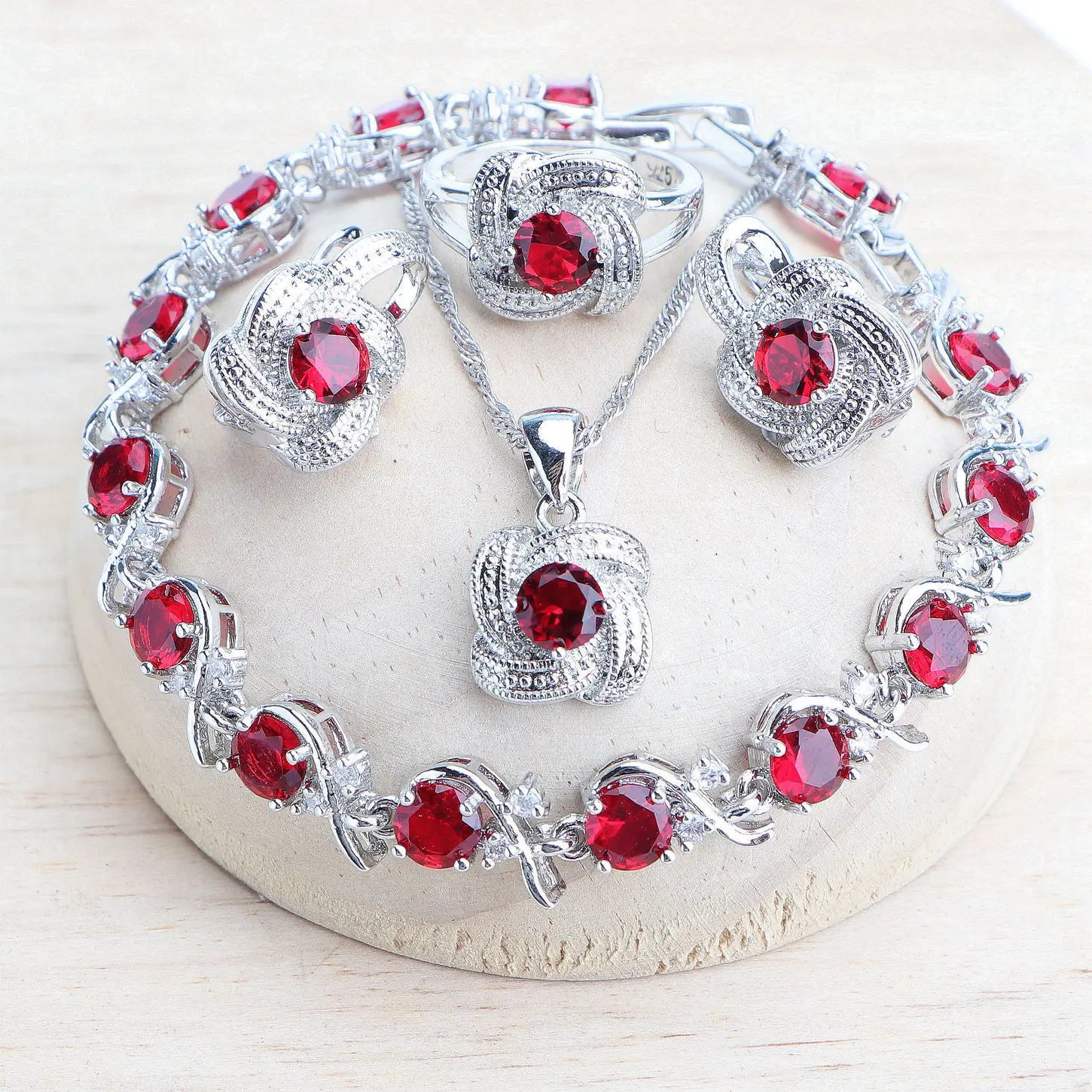 Blue Zirconia Women Jewelry Sets 925 Sterling Silver Wedding Bridal Costume Jewellery Earrings Rings Bracelets Pendant...