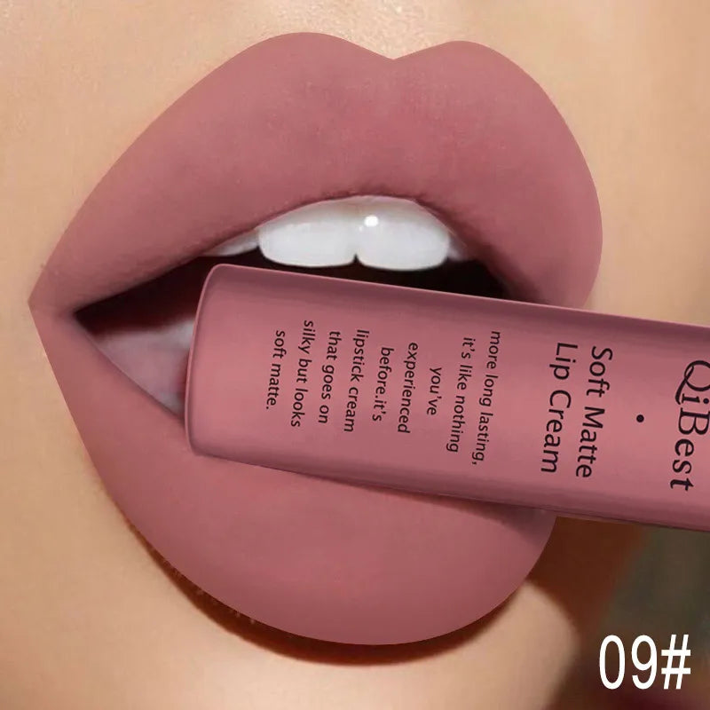 QIBEST Brand 34 Colors Liquid Lipstick Waterproof Matte Nude Lipstick Pigment Red Long Lasting Lip Gloss Women Makeup...