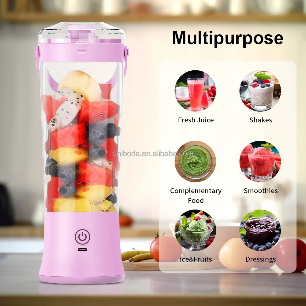 NEW Design 500ml Fresh Fruit Personal Wireless USB Portable Juicer Cup Rechargeable Mini Blender Mixer Home Gym Office Travel