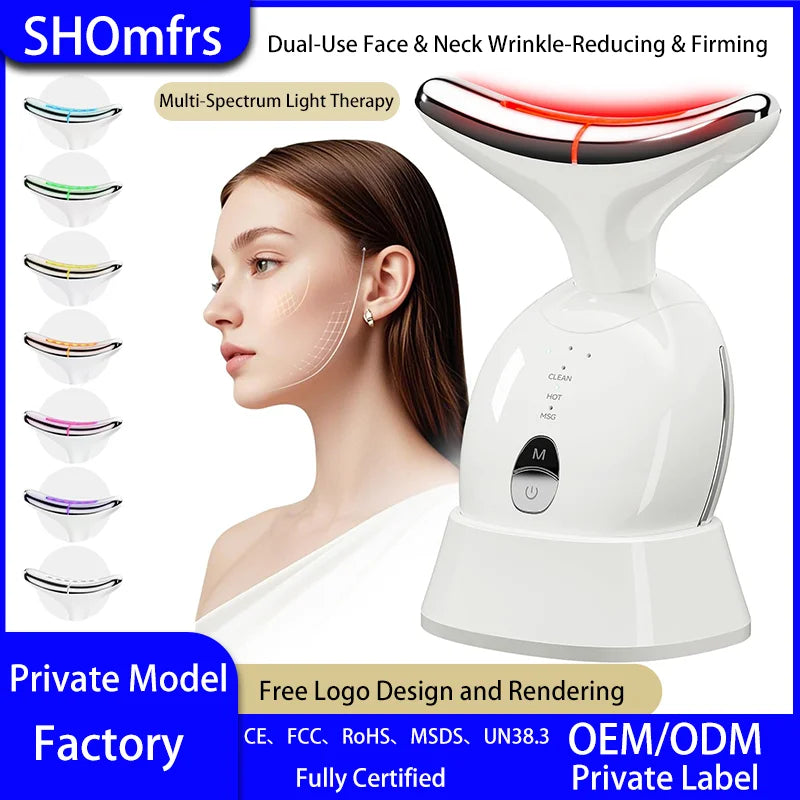 SHOmfrs 510K Red Light Therapy for Face and Neck EMS Microcurrent Massage with Thermal Reduces Wrinkles OEM/ODM Skin Care Device