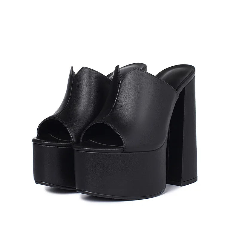 ASUMER 2024 genuine leather sandals women fashion brand thick high heel party Night Club Shoes sexy platform sandals ladies - Kimlud