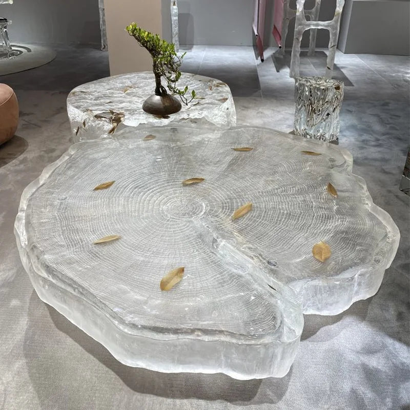 Modern Asymmetrical Transparent Coffee Table Creative Design for Luxury Tea Table Panel Small Apartment Living Room...