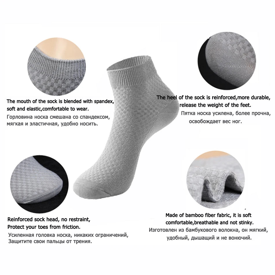 10 Pairs High Quality Bamboo Fiber Men's Socks Business Breathable Deodorant Compression Socks Men Long Big Size EUR...