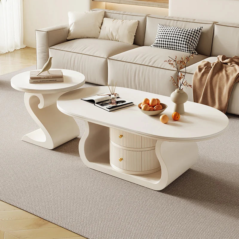 Italian Luxury Modern Simple Design Oval Coffee Table Advanced Lighting Combination for Small Home Hotel Living Room...