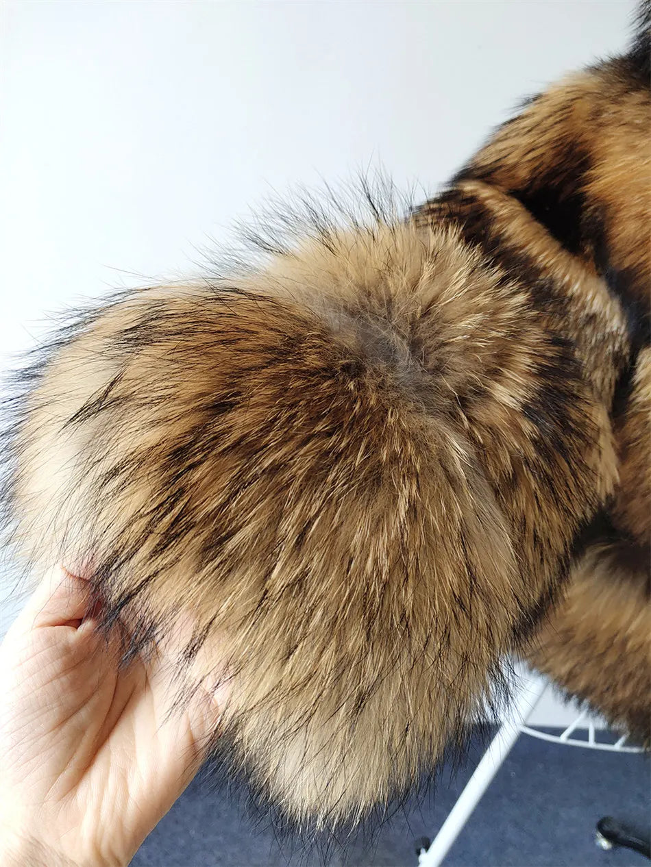 2024 maomaokong Super Hot Winter Women Luxury Thick Real Raccoon Fur Coat Natural Fox Fur Jacket Plus Size Jackets Female Vest