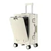 20 24 Inch Front Opening Luggage Men's and Women's Multifunctional Password Lock Trolley Case Travel Wheels Suitcases Cup Holder - Kimlud