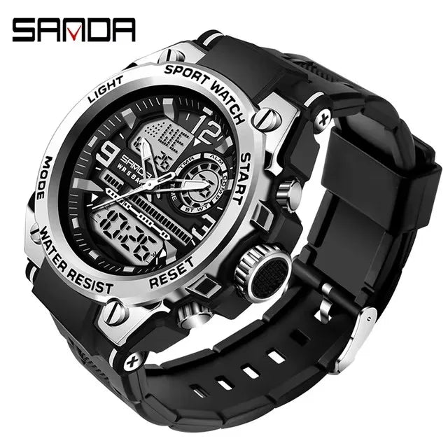 SANDA 6024 2025 Top Brand Men's Digital Watches 5ATM Waterproof Sport Wristwatch Quartz Watch for Men Clock Relogio Masculino - Kimlud