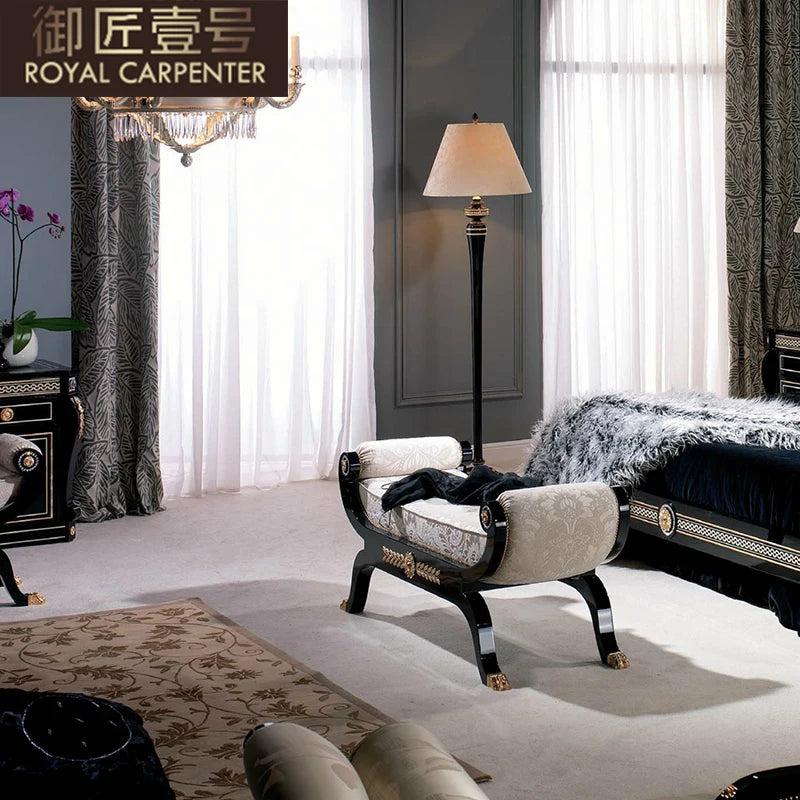 European Style Solid Wood 1.8m Double Bed Carved Princess Design Leather Bed for Master Bedroom Genuine Leather Soft Wedding Bed - Kimlud