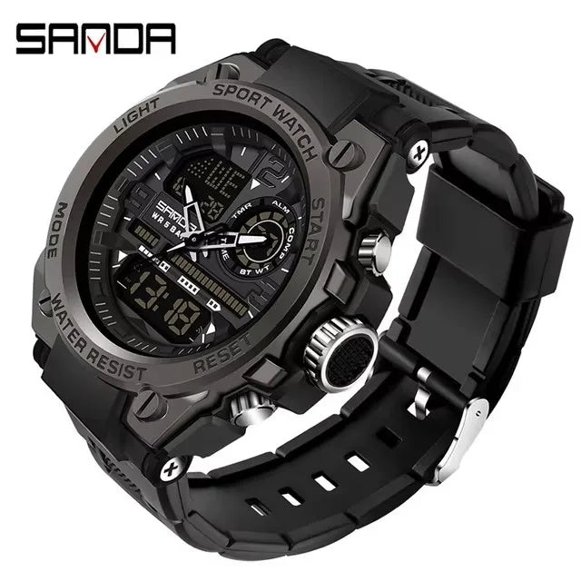 SANDA 6024 2025 Top Brand Men's Digital Watches 5ATM Waterproof Sport Wristwatch Quartz Watch for Men Clock Relogio Masculino - Kimlud